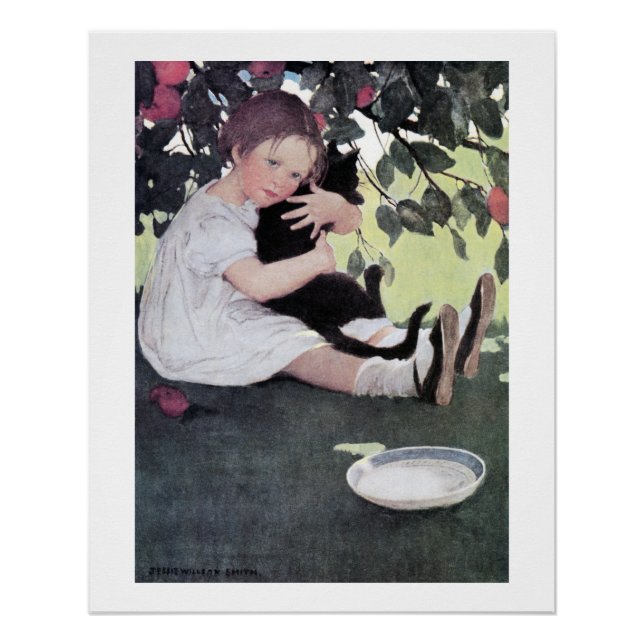 Póster Girl Holding a Black Cat, Jessie Willcox Smith (Frente)