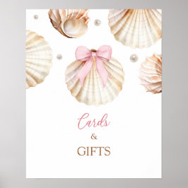 Poster Girl Pink Bow Shell Baby Shower Cards and Gifts