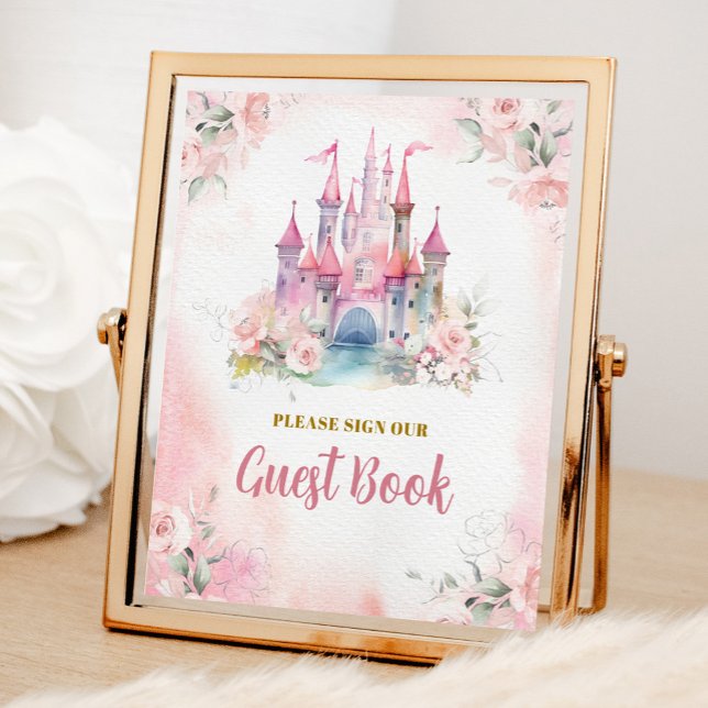 Poster Girl Princess Royal Castle 5 Birthday Guest Book (Criador carregado)