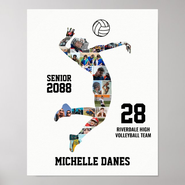 Poster Girl Volleyball Player Custom Sports Photo Collage (Frente)