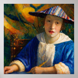 Poster Girl with a Flute by Johannes Vermeer