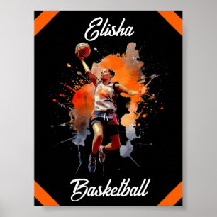 Poster Girls Basball Watercolor Personalizada
