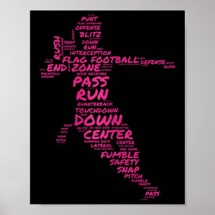 Poster Girls Flag Football Player Word Art Typografia