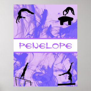 Poster Girls Gymnastics Events Smokey Purple Abstrato