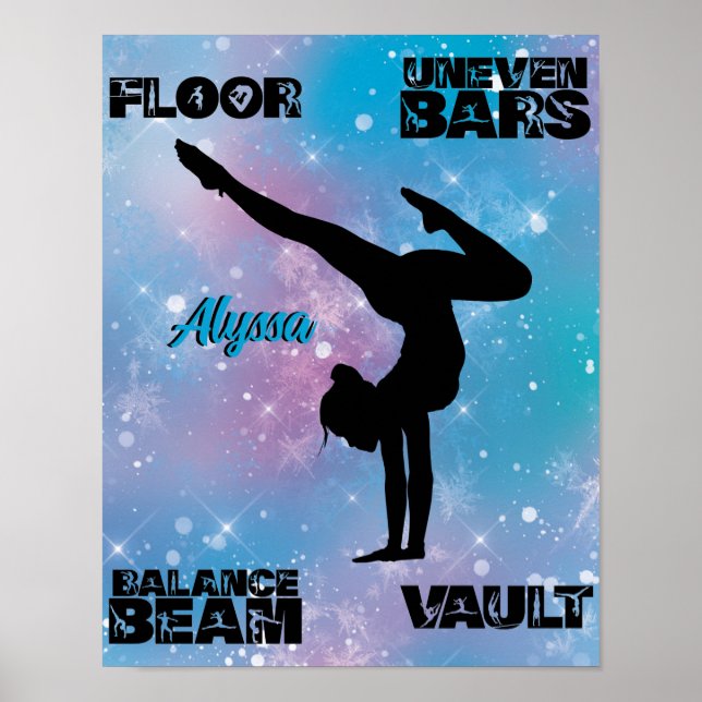 Poster Girls Gymnastics Floor, Bares, Beam, Cofre Pastel (Frente)