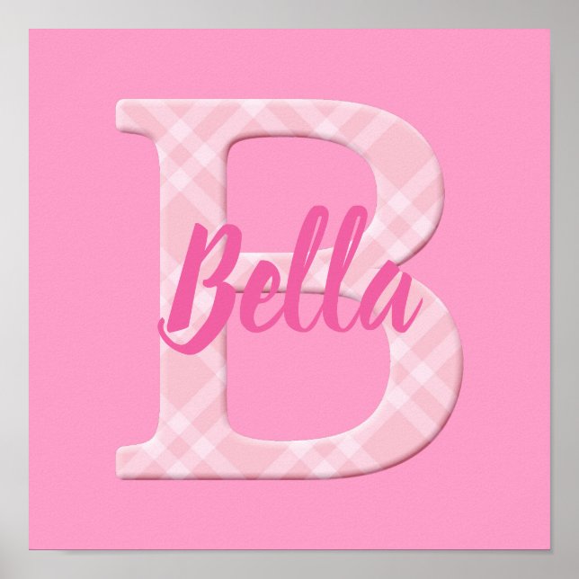 Poster Girls Name Custom Xadrez Letter B (Frente)