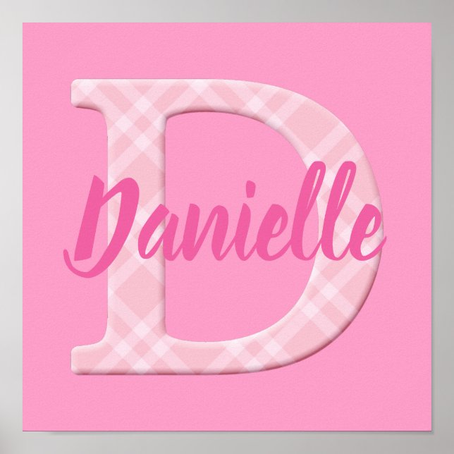 Poster Girls Name Custom Xadrez Letter D (Frente)