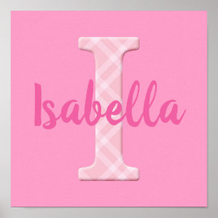 Poster Girls Name Custom Xadrez Letter I