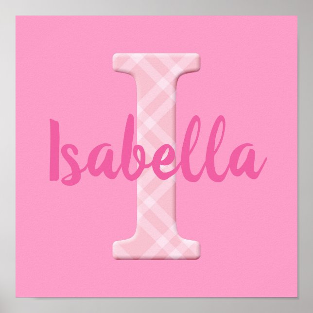 Poster Girls Name Custom Xadrez Letter I (Frente)