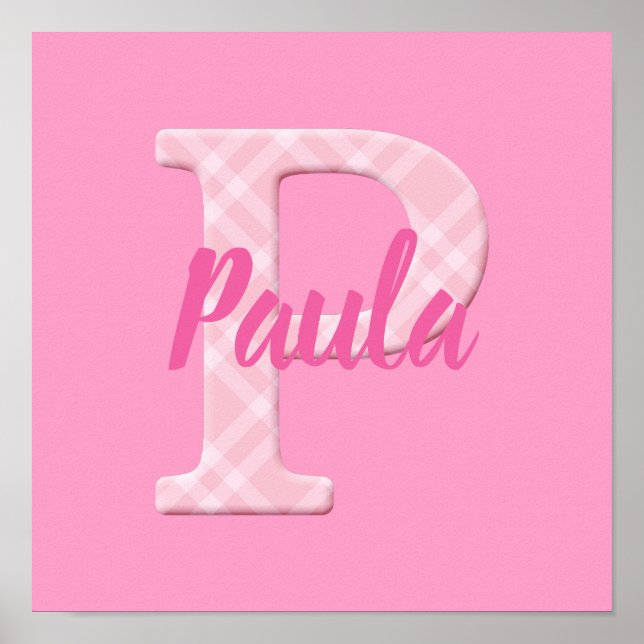 Poster Girls Name Custom Xadrez Letter P (Frente)