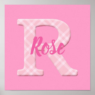 Poster Girls Name Custom Xadrez Letter R