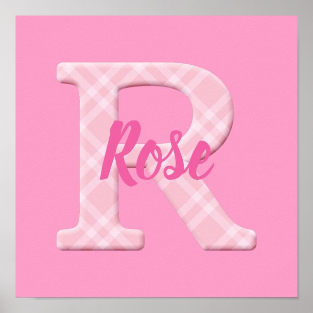 Poster Girls Name Custom Xadrez Letter R (Frente)