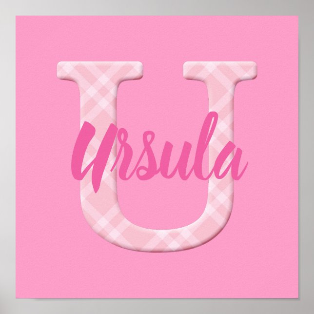 Poster Girls Name Custom Xadrez Letter U (Frente)