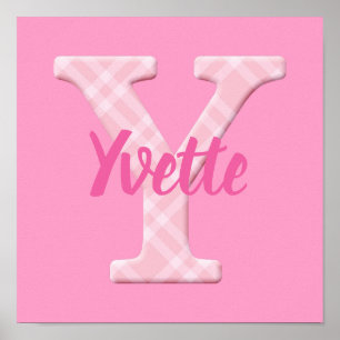 Poster Girls Name Custom Xadrez Letter Y