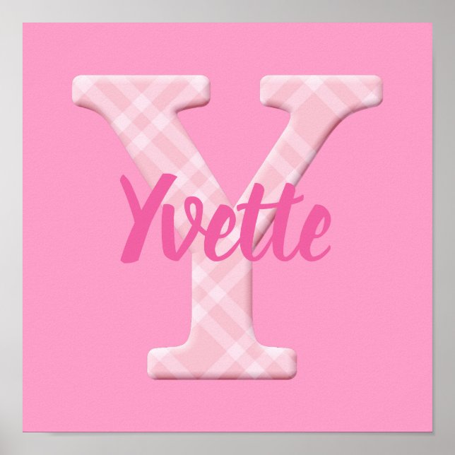Poster Girls Name Custom Xadrez Letter Y (Frente)