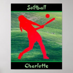 Poster Girls Softball Batt Up on Green