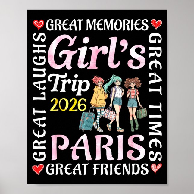 Poster Girls Trip 2026 Paris Great Friends Vacation Trave (Frente)