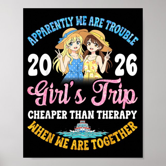 Poster Girls Trip Hilarious Friends Fun Boat Ocean Travel (Frente)