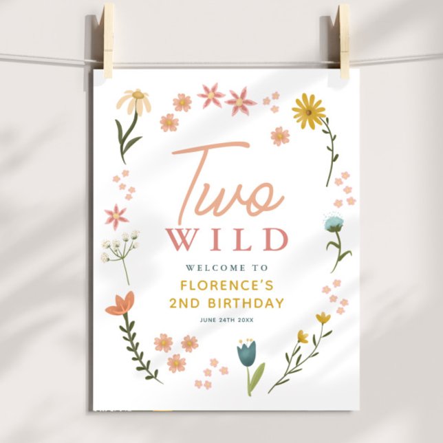 Poster Girls Two Wild Boho Birthday Welcome Sign (Criador carregado)