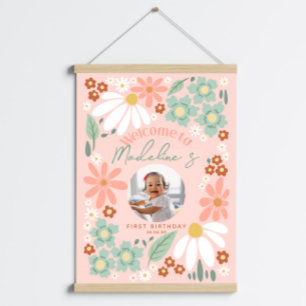 Póster Girls Wildflower Daisy Photo Birthday Sinal de Boa