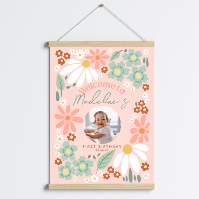 Póster Girls Wildflower Daisy Photo Birthday Sinal de Boa (Criador carregado)