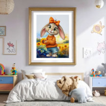 Girly rabbit sunflower field 