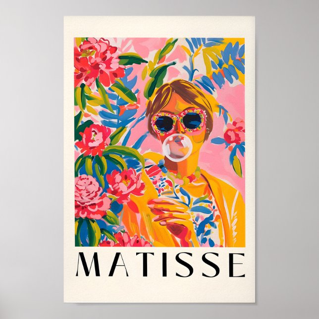 Poster Girly Wall Art, Funky Decor, Pink Matisse Impressã (Frente)