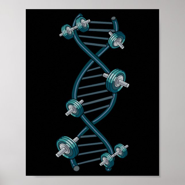 Poster Giro de Malhação de Elevação de Peso do Dna (Frente)