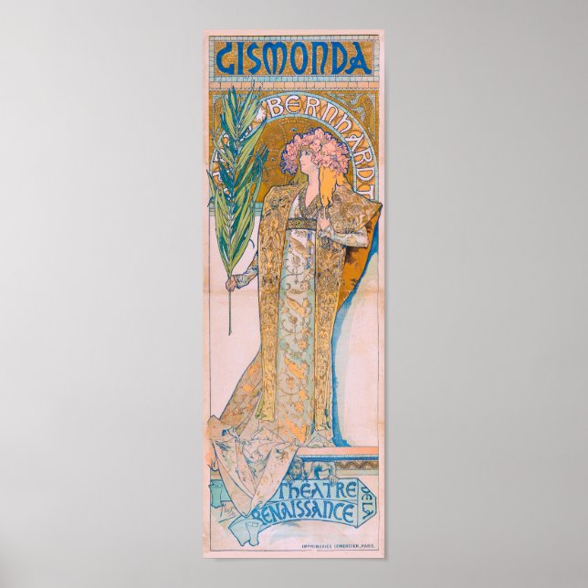Poster Gismonda, Sarah Bernhardt, Mucha (Frente)