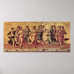 Póster Giulio Romano - dança de Apollo com os musas