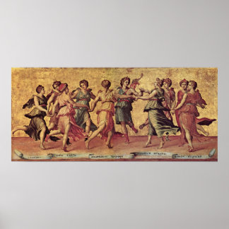 Póster Giulio Romano - Dança de Apolo com as Ônibus