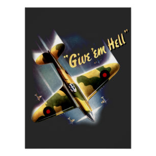 Póster Give 'Em Hell - Retro Spitifire