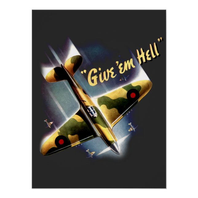 Póster Give 'Em Hell - Retro Spitifire (Frente)
