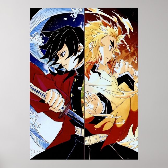 Poster Giyu Tomioka e Kyojuro Rengoku (Frente)