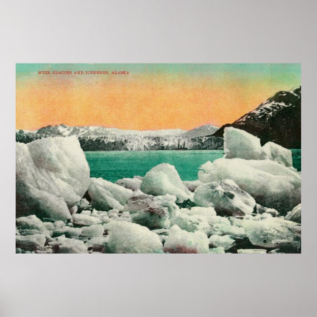 Póster Glaciar Muir e Icebergs no Alasca #1State (Frente)