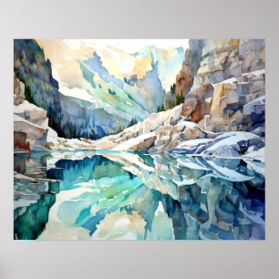 Poster Glaciar National Park Watercolor