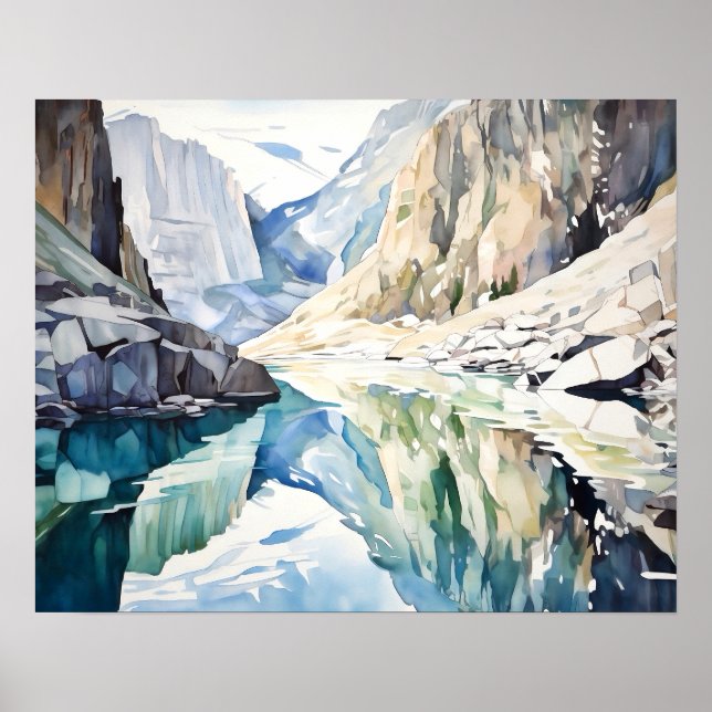 Poster Glaciar National Park Watercolor (Frente)