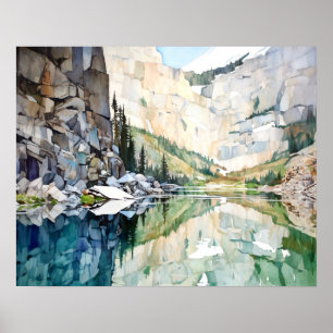 Poster Glaciar National Park Watercolor