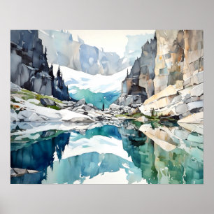 Poster Glaciar National Park Watercolor