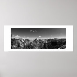 Poster Glaciar Point Yosemite Black and White Panorâmica