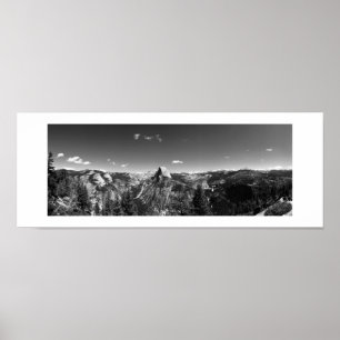 Poster Glaciar Point Yosemite Black and White Panorâmica