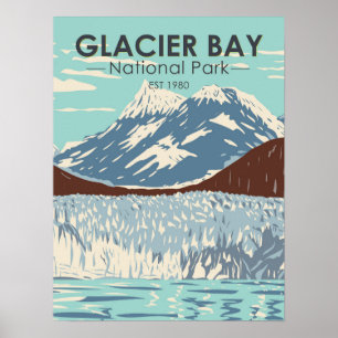 Poster Glacier Bay National Park Alaska Vintage