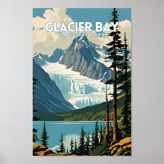 Poster Glacier Bay National Park Tradicional Viagem (Frente)