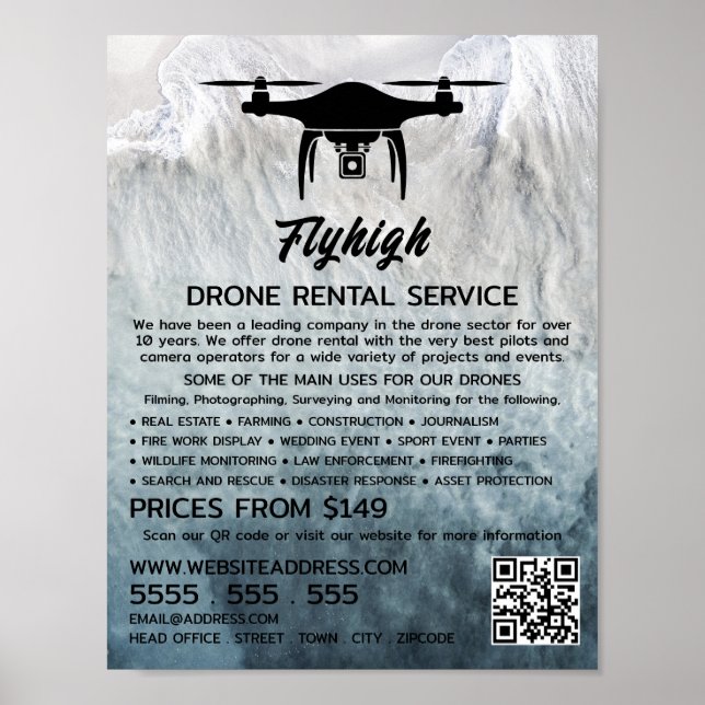 Poster Glacier Drone Silhouette, Drone Rental Company (Frente)