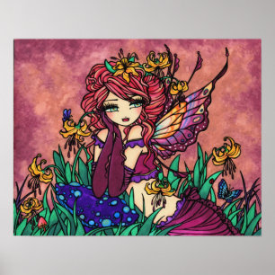 Poster "Glacier Lily Fairy" Mushroom Fantasy Forest Art