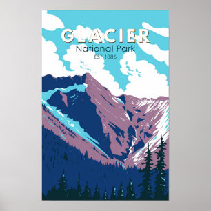 Poster Glacier National Park Canada Viagem Art Vintage