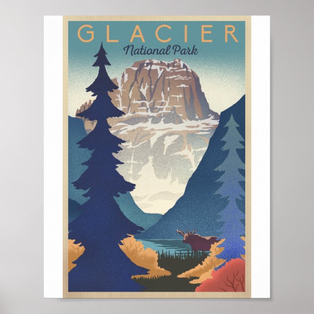 Poster Glacier National Park Litho Trabalho de arte Poste (Frente)