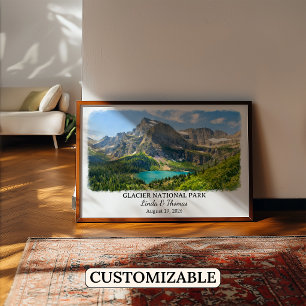 Poster Glacier National Park Montana Cartaz, Aquarela