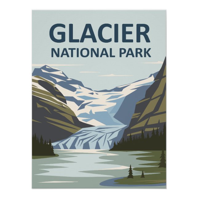 Póster Glacier National Park Viagem Art (Frente)