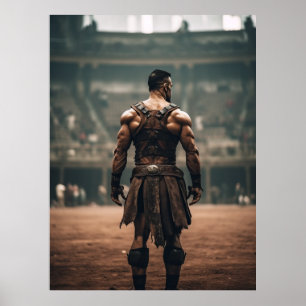 Poster Gladiador poderoso na arena antiga - Inspirin